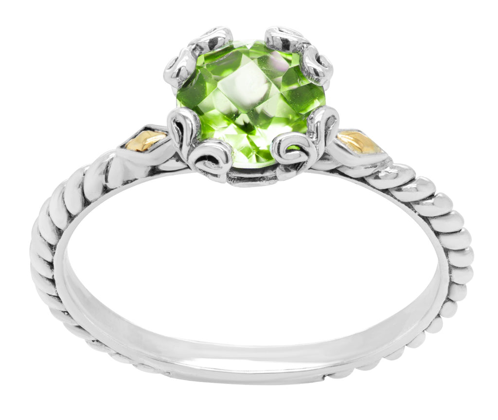 Peridot and Gold Accent Vintage-Style Ring
