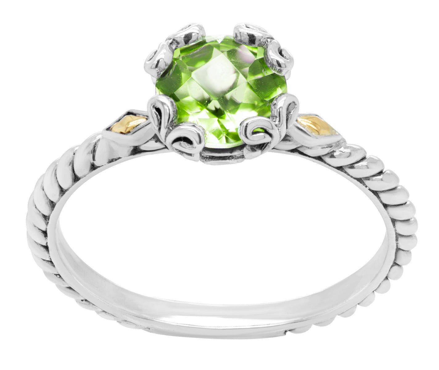 Peridot and Gold Accent Vintage-Style Ring