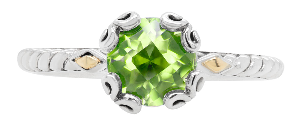 Peridot and Gold Accent Vintage-Style Ring