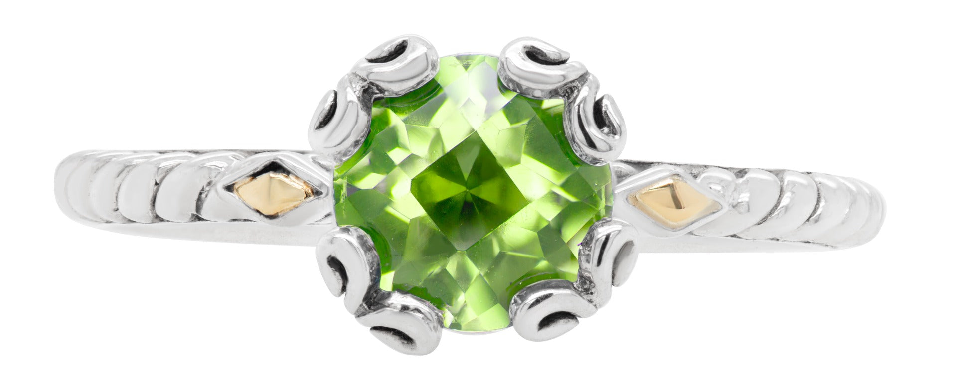 Peridot and Gold Accent Vintage-Style Ring