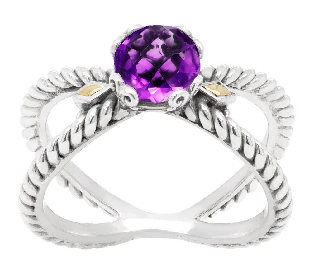 Celestia Amethyst Scrollwork Ring