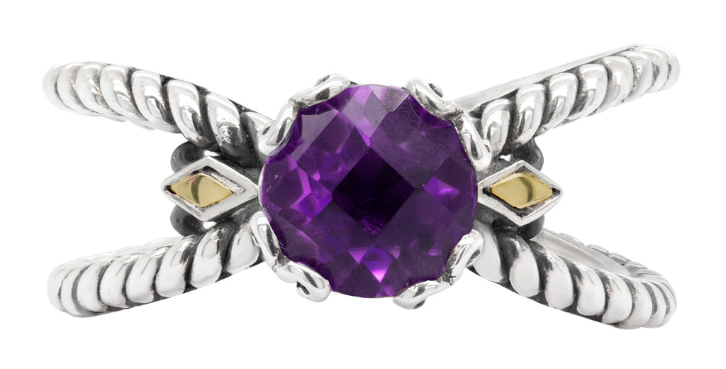 Celestia Amethyst Scrollwork Ring