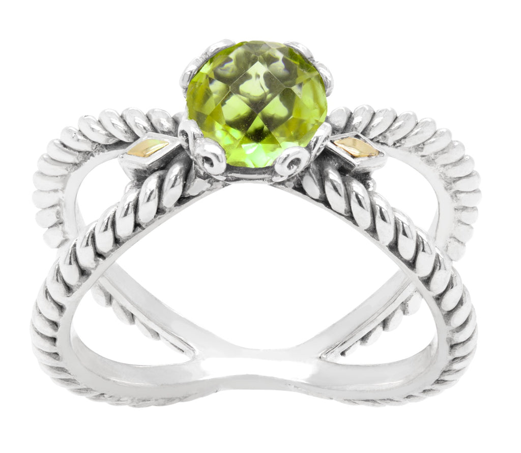 Verdara Green Gemstone Scrollwork Ring