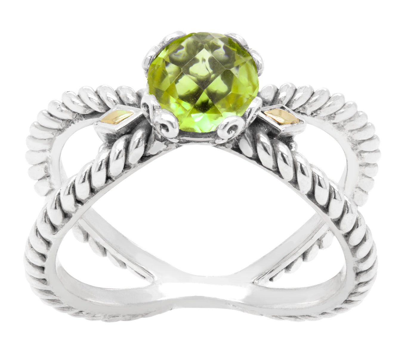 Verdara Green Gemstone Scrollwork Ring