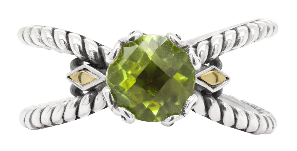 Verdara Green Gemstone Scrollwork Ring