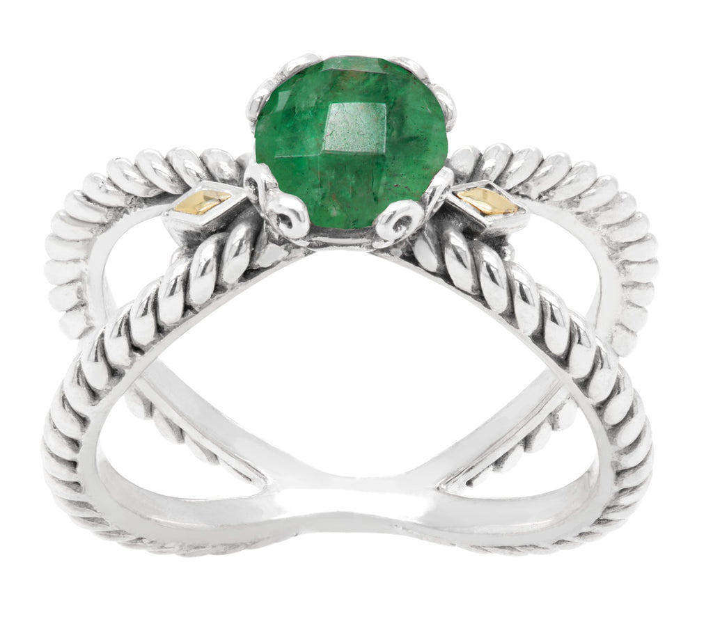 Elaris Green Gemstone Scrollwork Ring