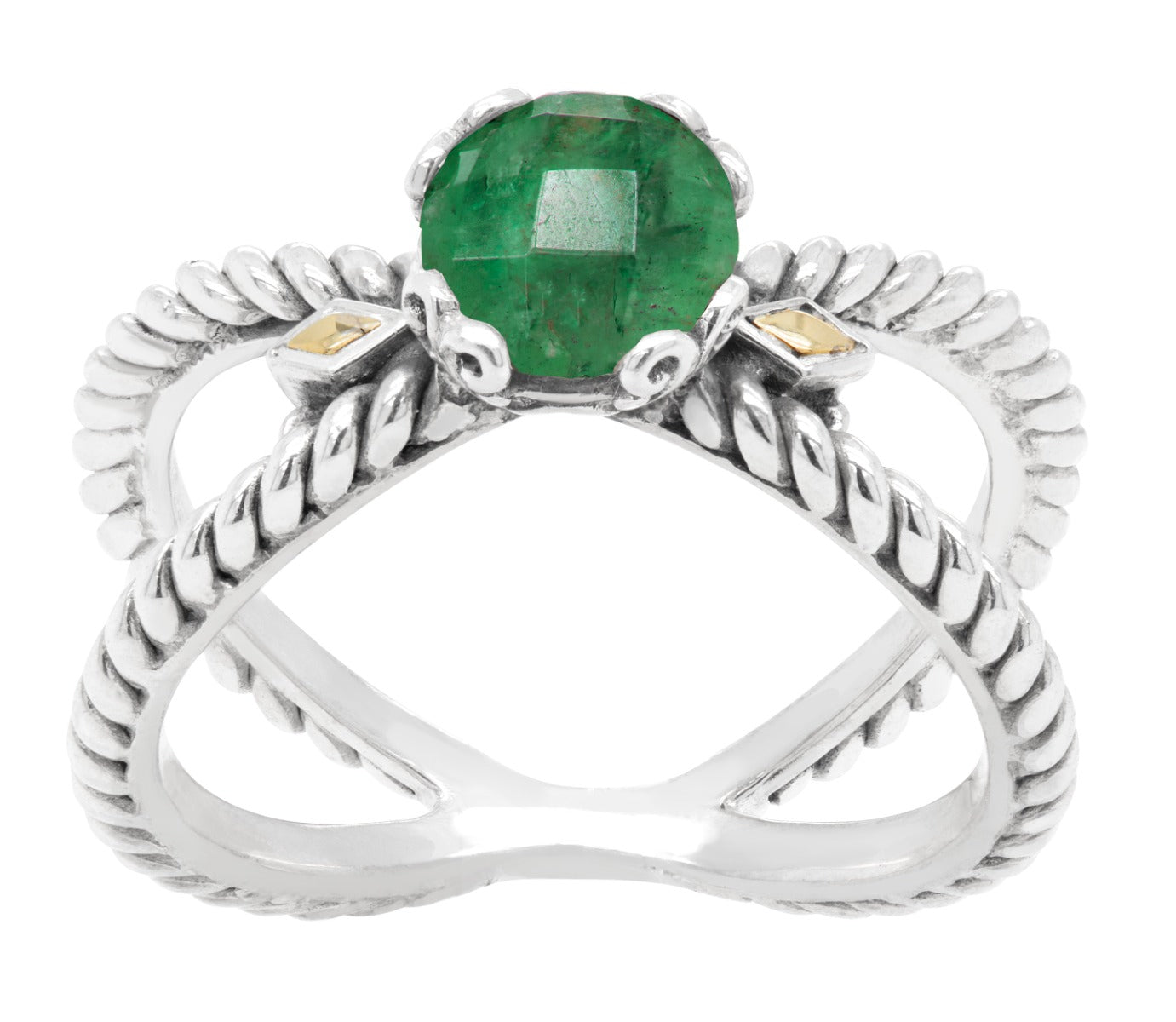 Elaris Green Gemstone Scrollwork Ring