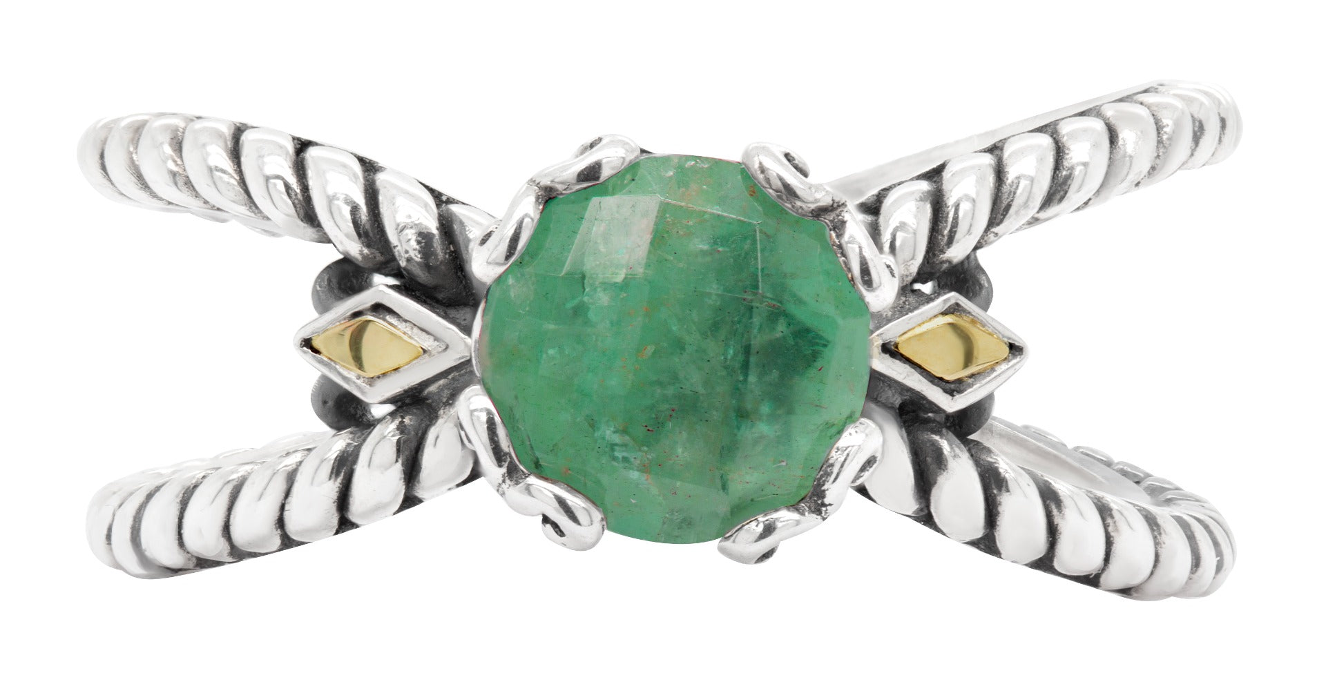 Elaris Green Gemstone Scrollwork Ring