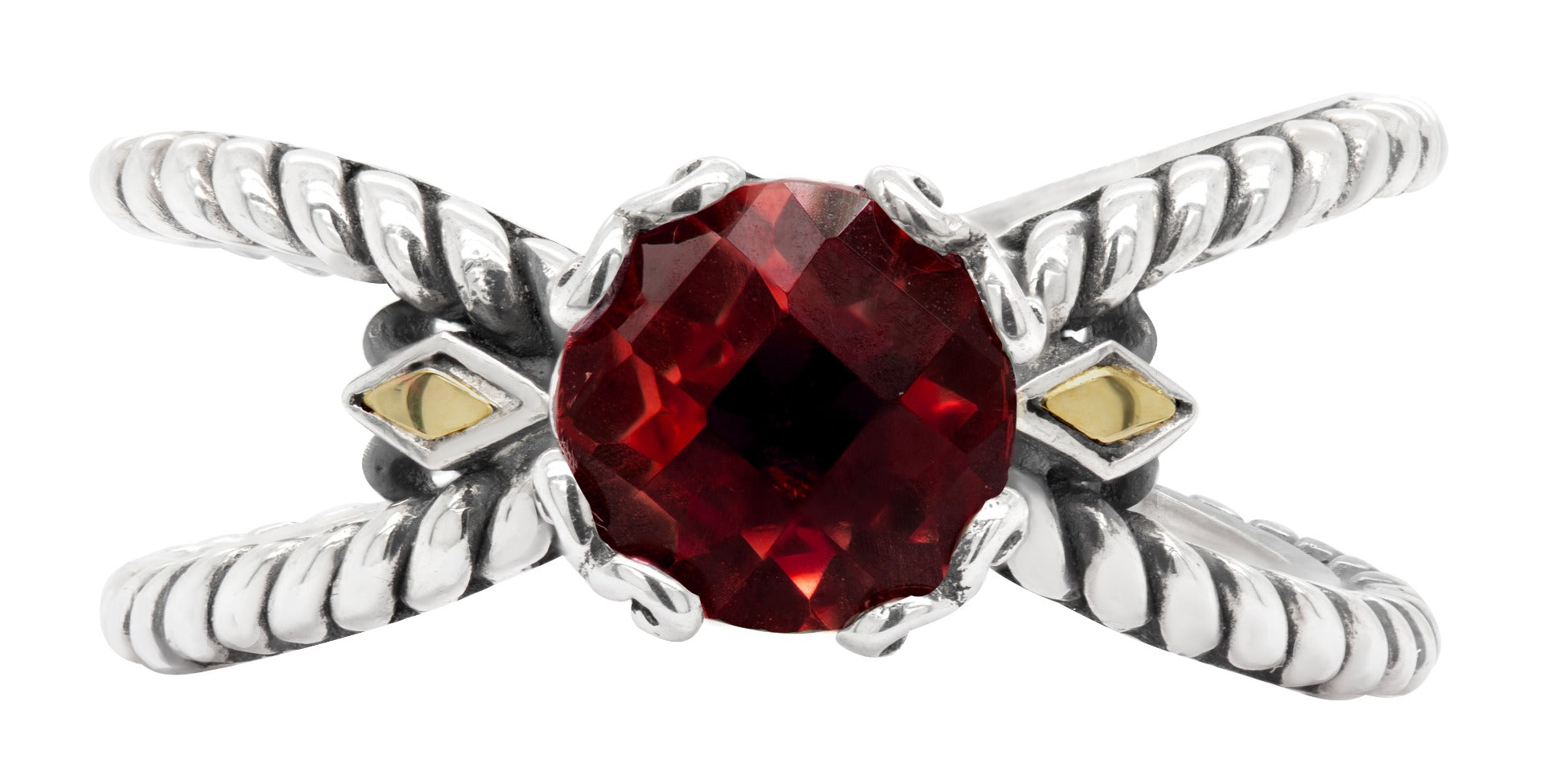 Ravelle Garnet Scrollwork Ring