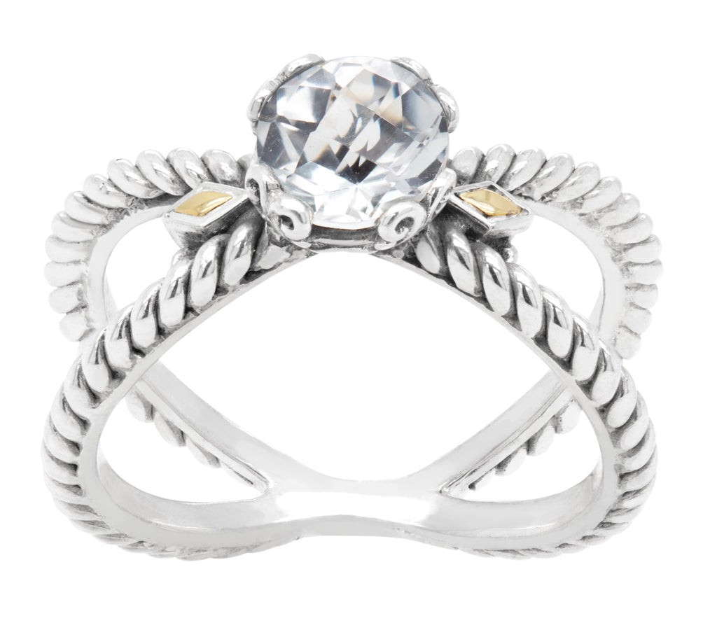 Solenne White Topaz Scrollwork Ring