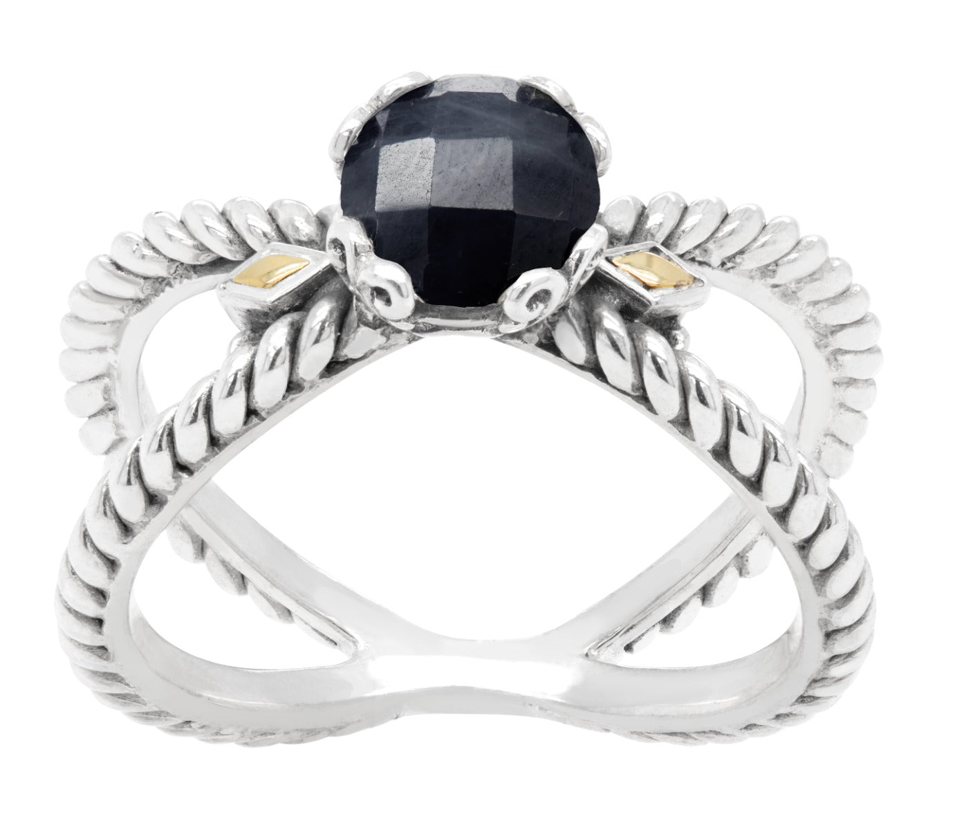 Virelle Black Spinel Scrollwork Ring