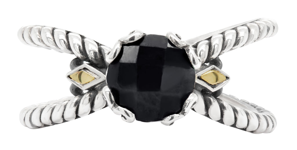 Virelle Black Spinel Scrollwork Ring
