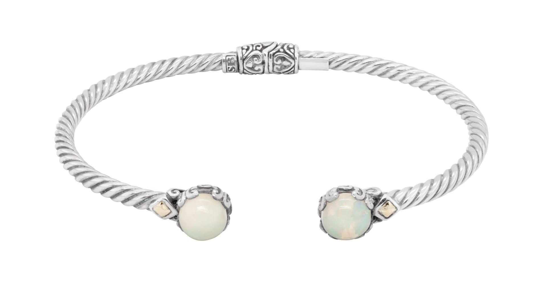 Opulent Sterling Silver Opal Cuff Bracelet