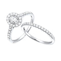 Angled view 14k White Gold 3/4 tdw Diamond Halo Wedding Set