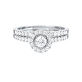 Front view 14k White Gold 3/4 tdw Diamond Halo Wedding Set