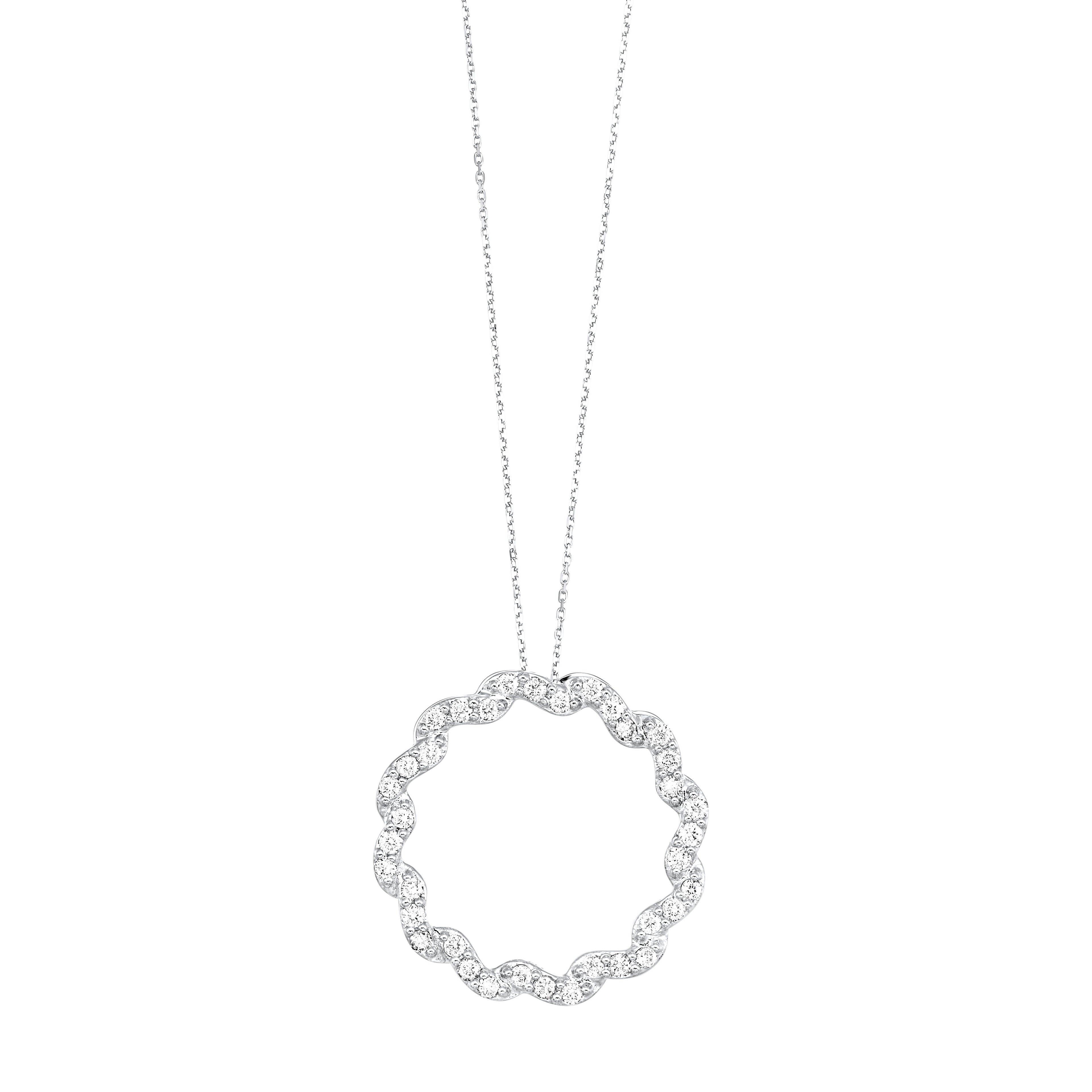 Front View 14k White Gold 1/2tdw Diamond Circle Pendant
