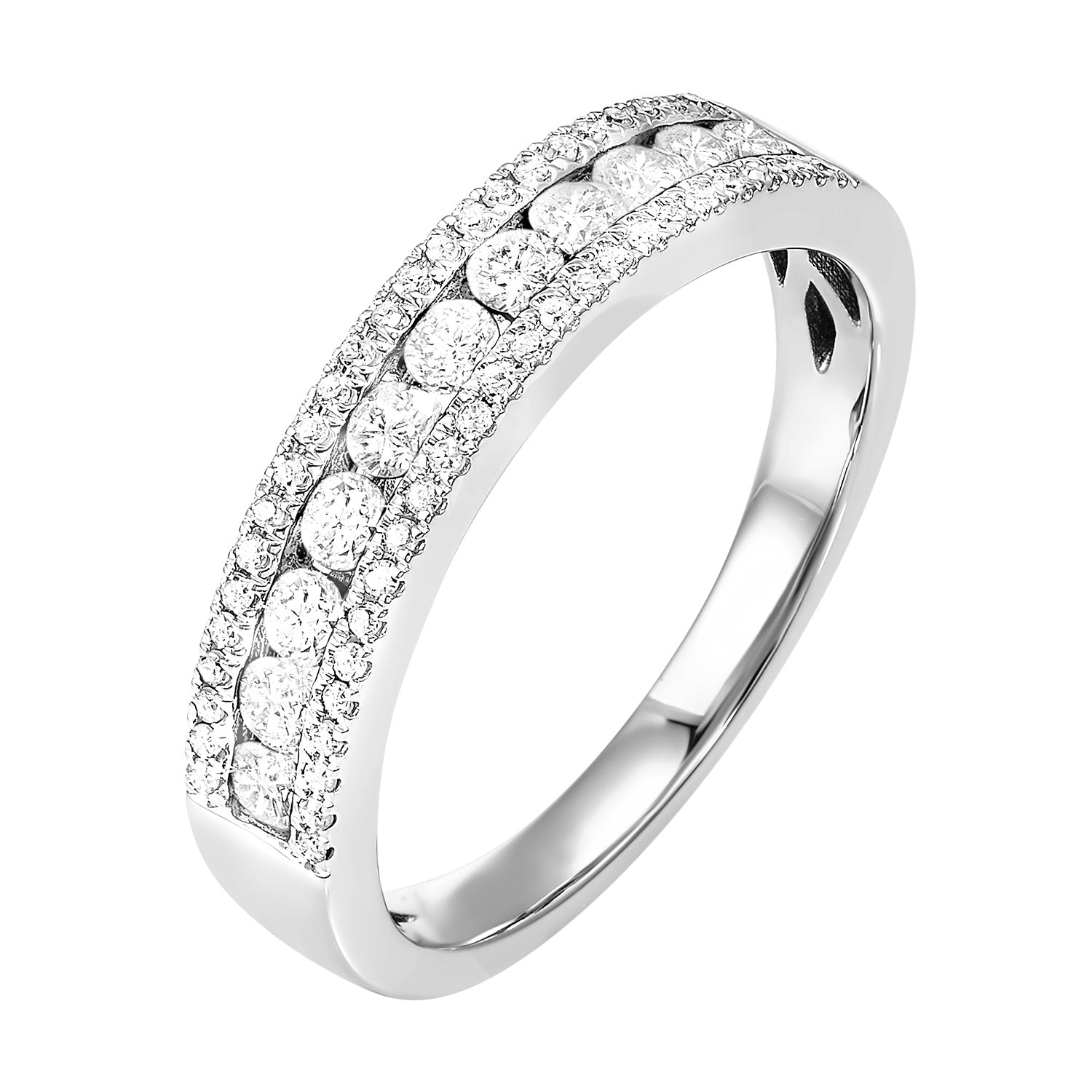 Front View 14k White Gold 1 1/2tdw Diamond Wedding Band