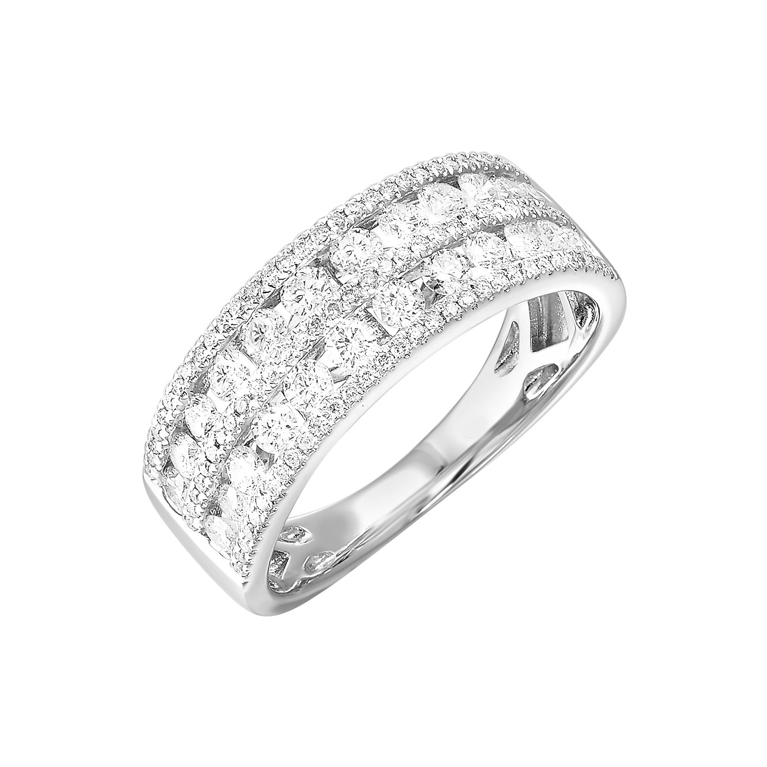 Front View 14k White Gold 1tdw Diamond Wedding Band