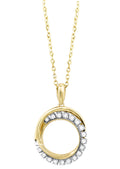 Front View 14k Yellow Gold Diamond Double Circle Pendant