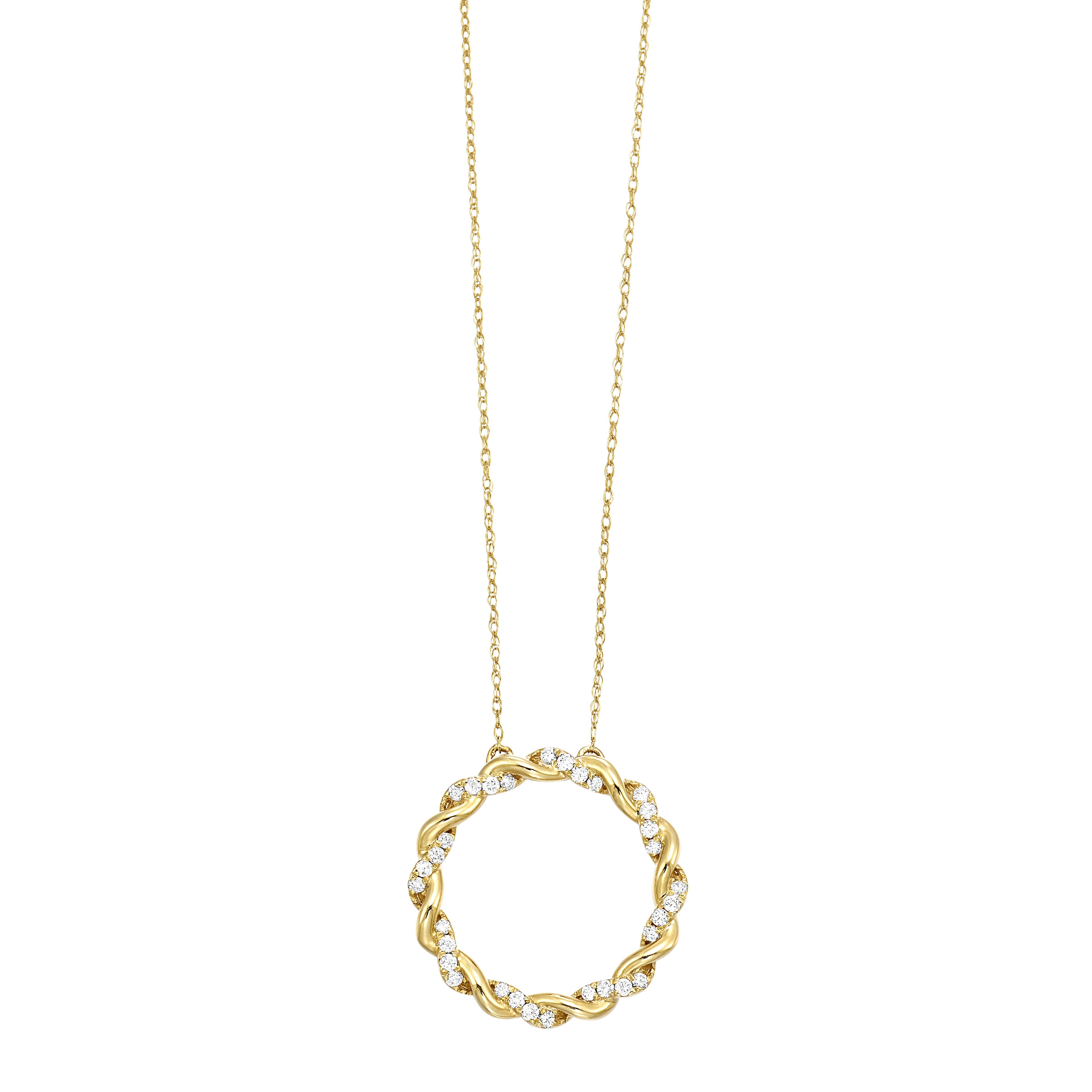 Front View 14k Yellow Gold Diamond Pendant