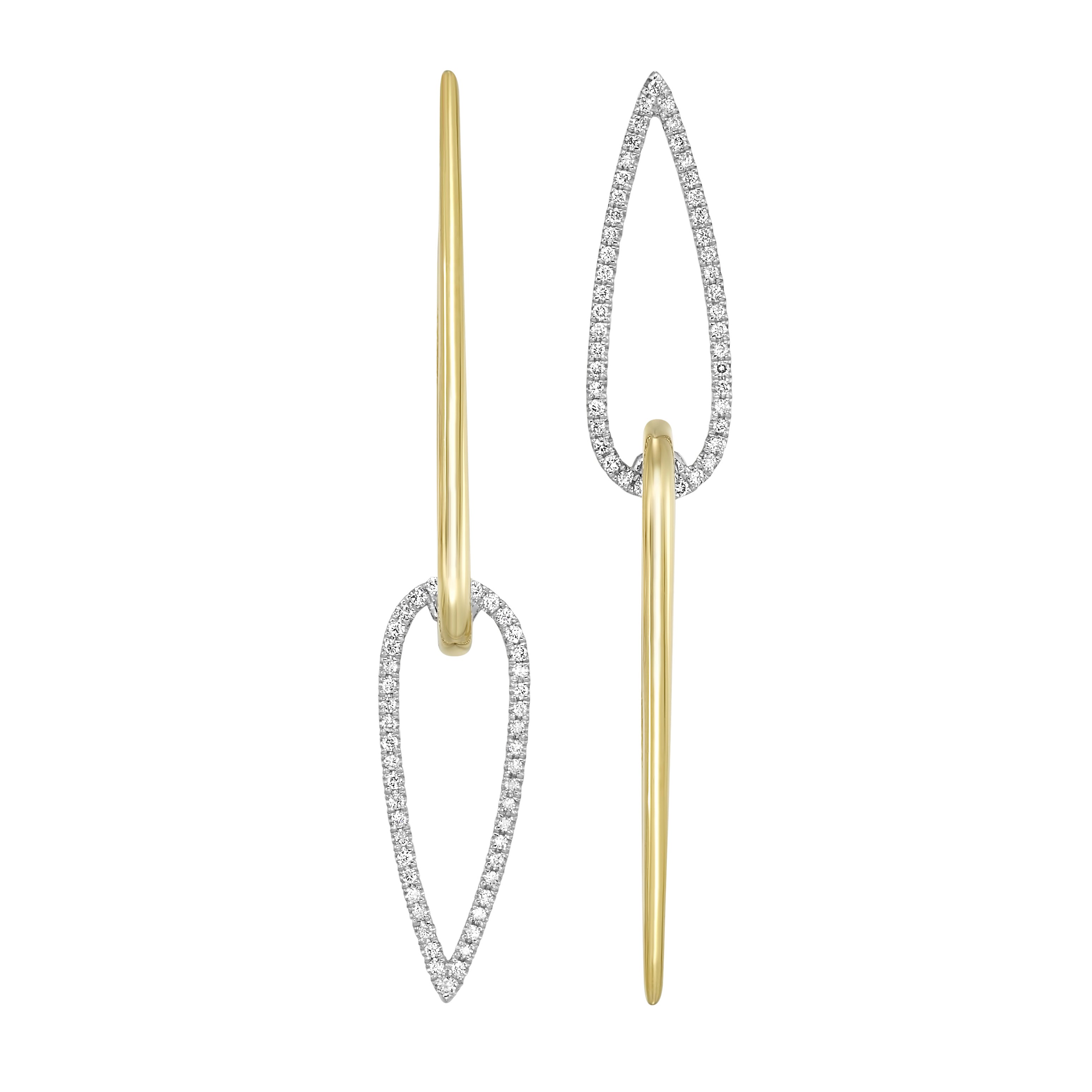 Front View Diamond Teardrop Earrings
