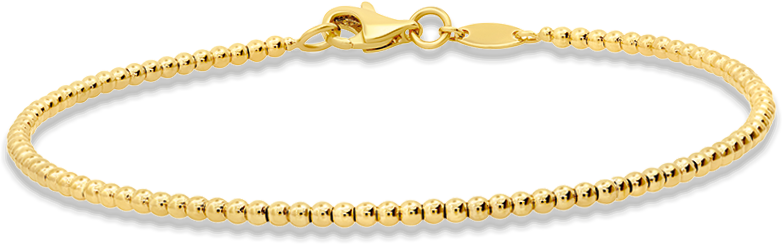 14k Yellow Gold 2mm Gold Bead Bracelet