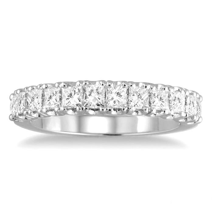 1 1/5 Ctw Princess Cut Diamond Matching Wedding Band in 14K White Gold