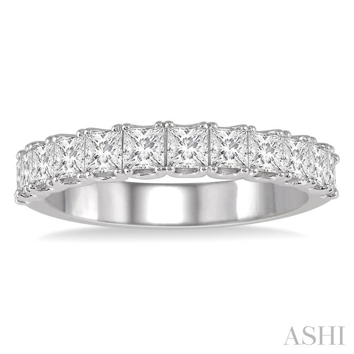 1 1/5 Ctw Princess Cut Diamond Matching Wedding Band in 14K White Gold