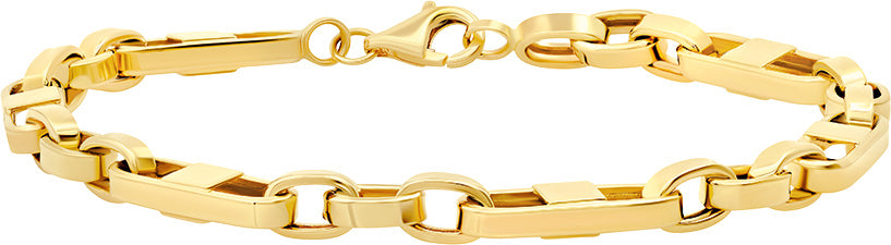 14k Yellow Gold Fancy Mariner Mens Bracelet