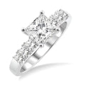 1 Ctw Diamond Engagement Ring with 5/8 Ct Princess Cut Center Stone in 14K White Gold