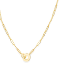 14k Yellow Gold Interlocking Disc Paperclip Link Necklace