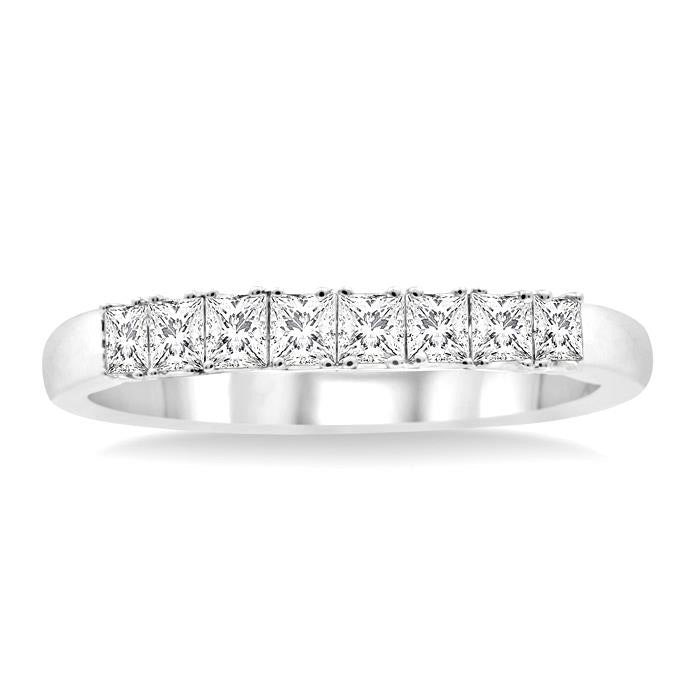 3/8 Ctw Princess Cut Diamond Wedding Band in 14K White Gold