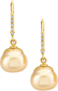14k Yellow Gold Golden South Sea Pearl Earring