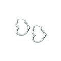 White Gold Heart Hoop Earrings