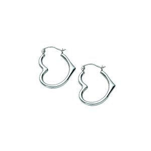 White Gold Heart Hoop Earrings