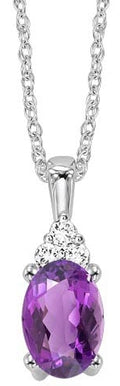 Layla 10K White Gold, Amethyst  & Diamond Pendant