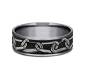 The Carabiner This 7mm comfort fit ring is made with Grey Tantalum, Grey and Black Titanium with a Carabiner design