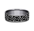The Hook This 7mm comfort fit ring is made with Grey Tantalum and Grey/Black Titanium, featuring a Fish hook design