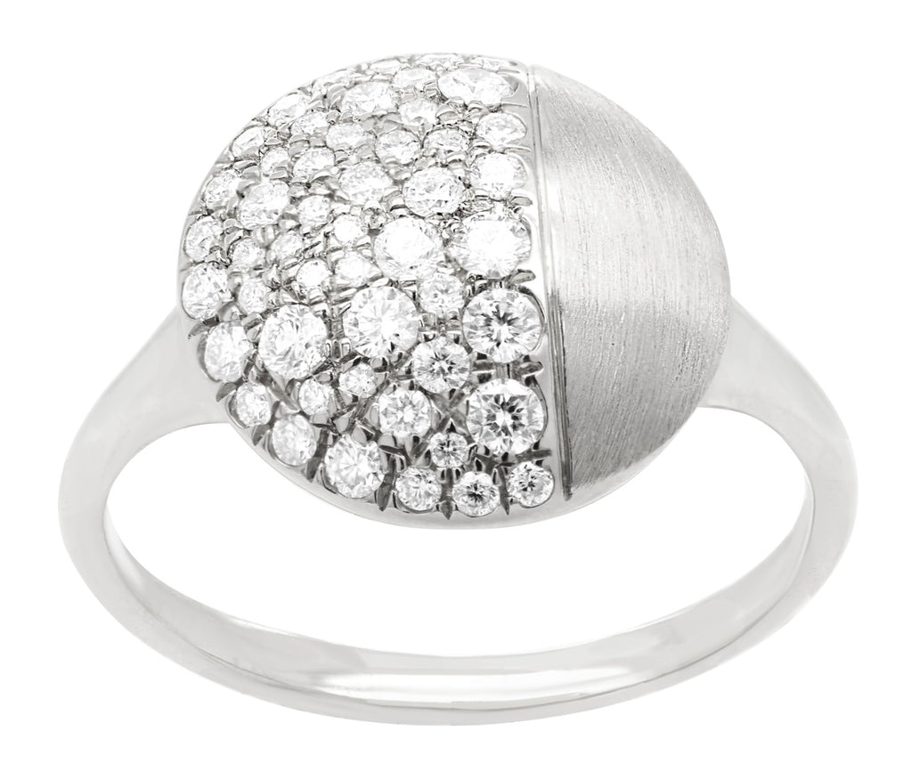Modern Pave Diamond and Brushed Metal Statement Ring .46CTW