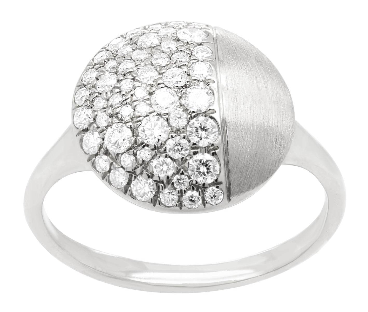 Modern Pave Diamond and Brushed Metal Statement Ring .46CTW