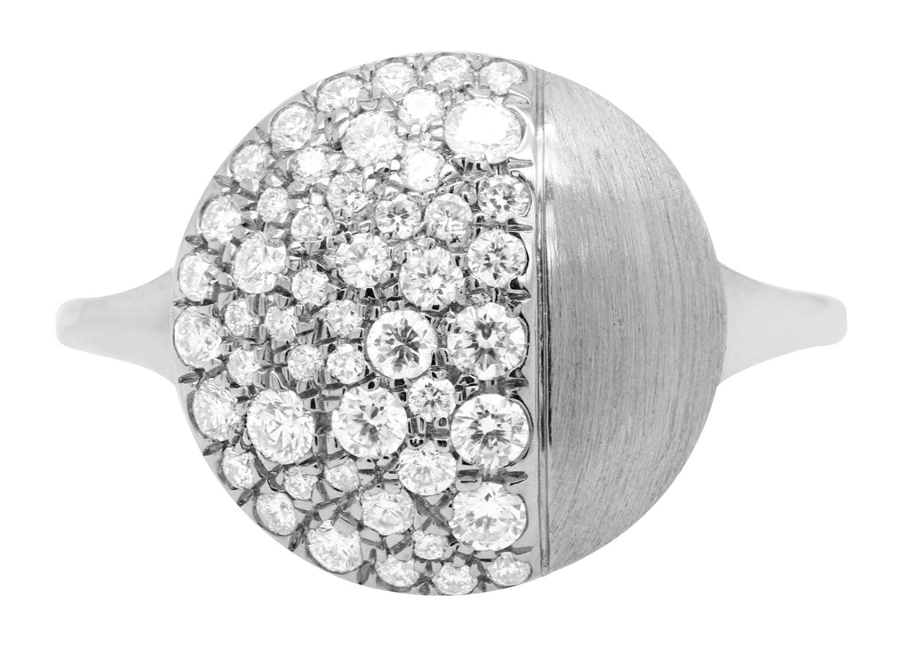 Modern Pave Diamond and Brushed Metal Statement Ring .46CTW