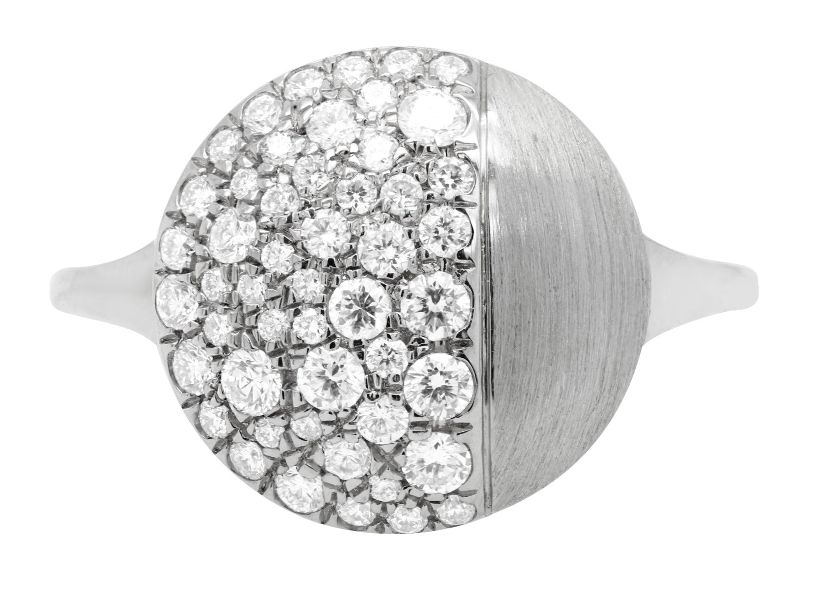 Modern Pave Diamond and Brushed Metal Statement Ring .46CTW