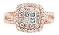Rose Gold Princess-Cut Diamond Halo Ring