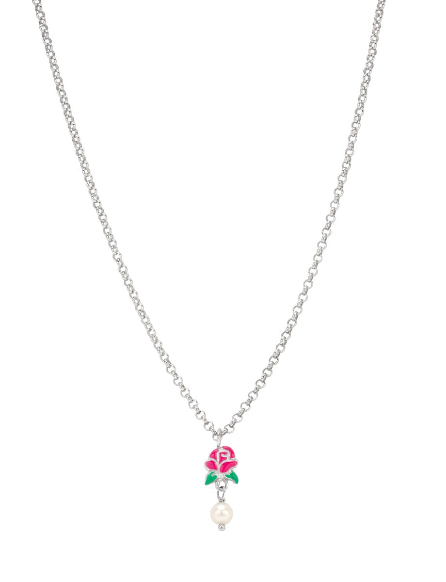Blooming Rose Pearl Pendant Necklace