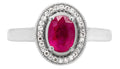Oval Ruby and Diamond Halo Ring