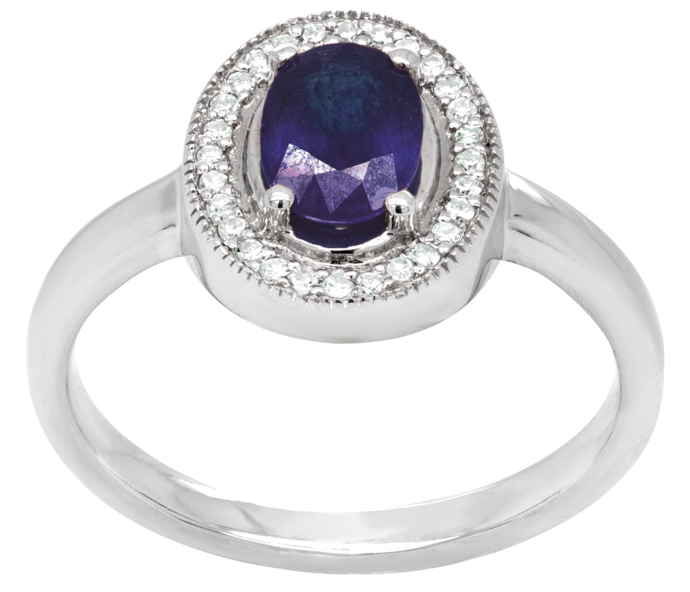 Oval Sapphire and Diamond Halo Ring
