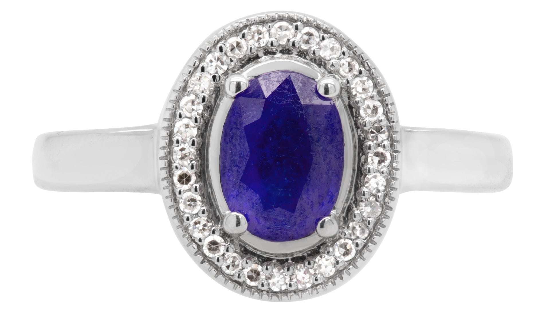 Oval Sapphire and Diamond Halo Ring