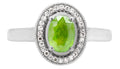 Elegant Peridot Halo Ring in Sterling Silver