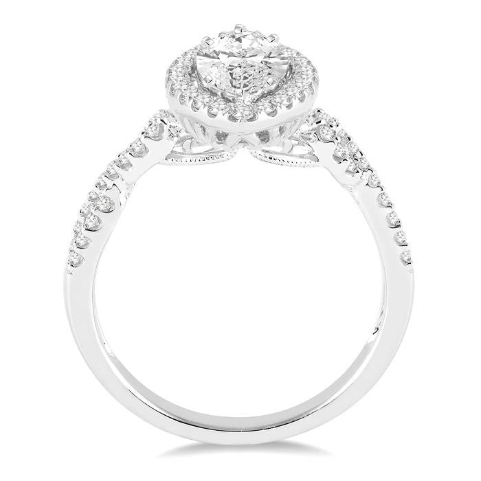 1 Ctw Diamond Engagement Ring with 5/8 Ct Marquise Cut Center Stone in 14K White Gold
