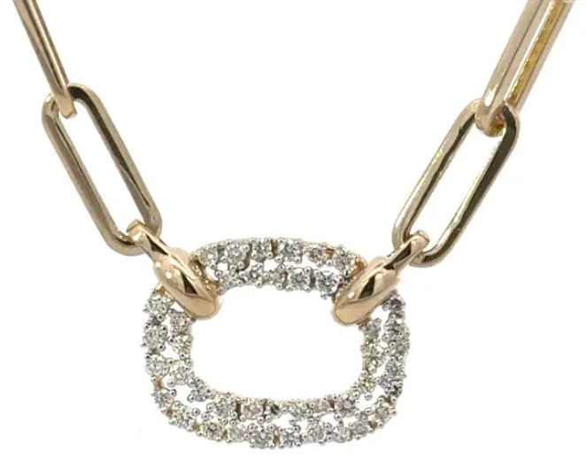 Golden Link Diamond Pendant Necklace